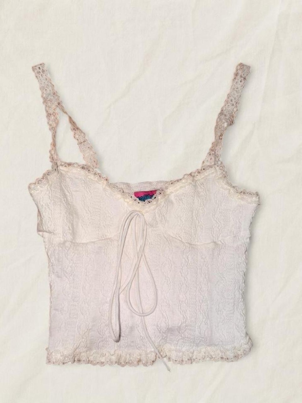 Lace Tie-Front Camisole in White